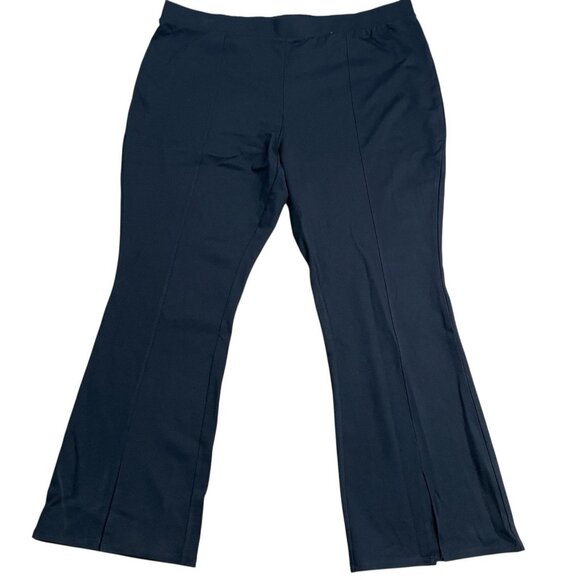 AVA & VIV PULL ON PANTS FRONT SEAM SPLIT HEM HIGH RISE STRETCH SIZE XXL BLACK - Picture 1 of 12